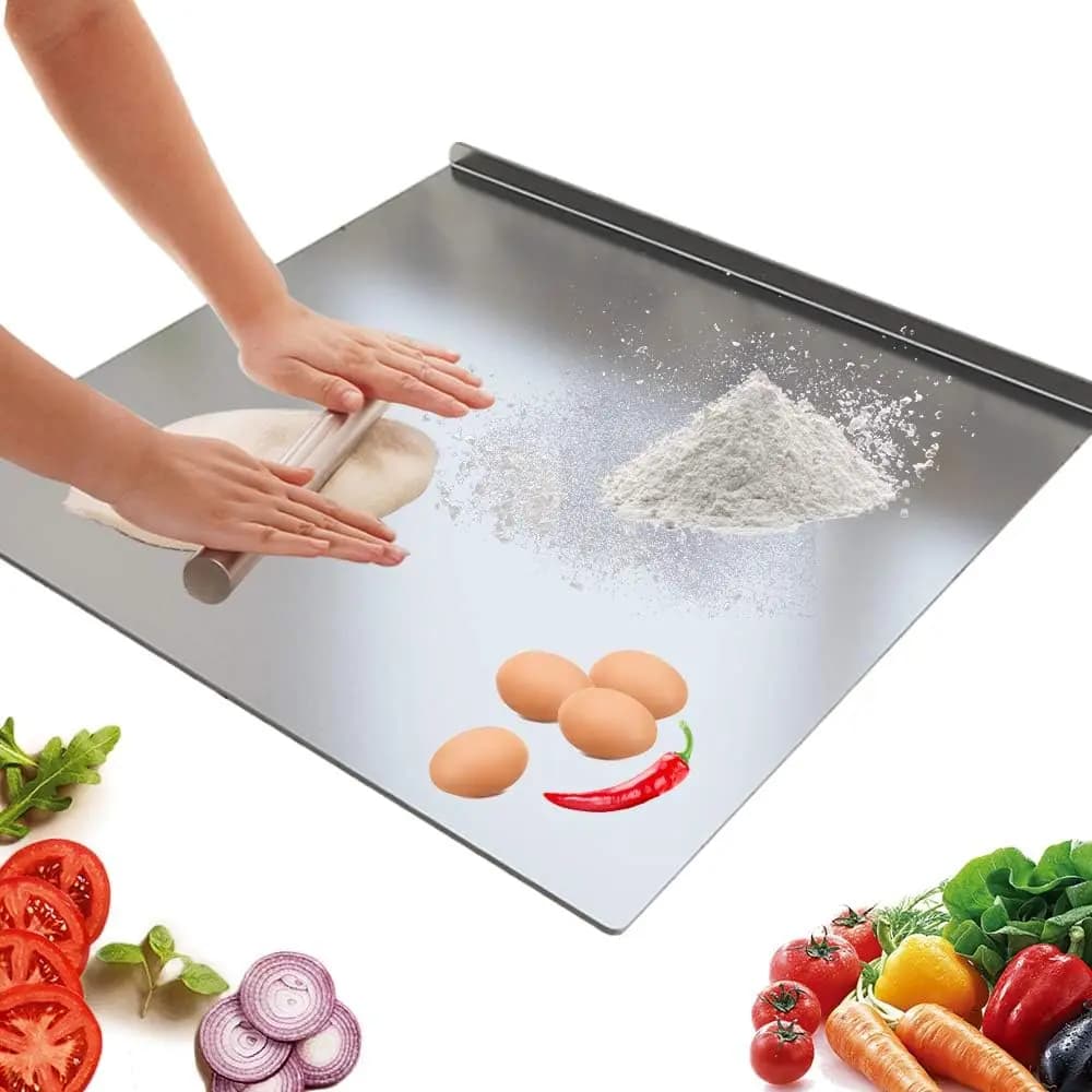 Large 304 Stainless Steel Cutting Board, 23.6x19.7in, Non-Slip, Double-Sided, for Meat, Veggies, Dough, Baking