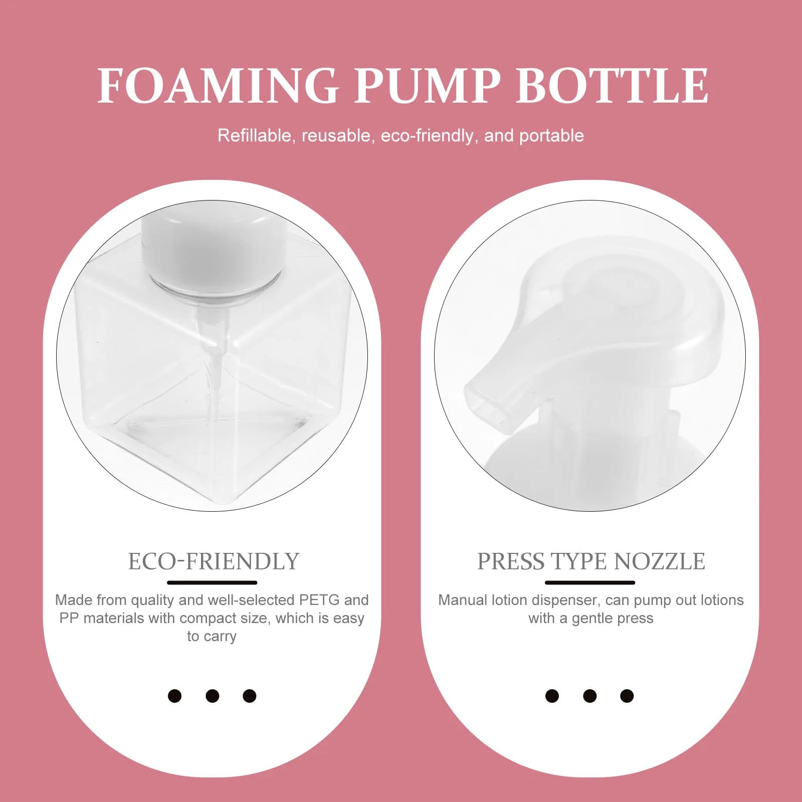 2 flaconi con pompa per schiuma da viaggio, flaconi quadrati in plastica ricaricabili a prova di perdite, dispenser di sapone portatile, contenitore per forniture da viaggio