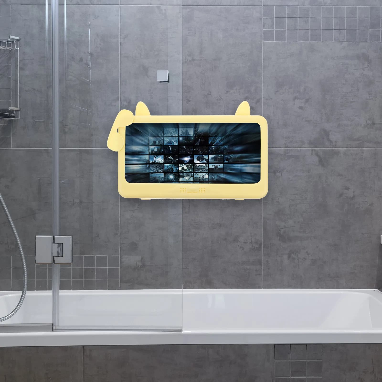 Waterproof Bathroom Phone Holder Box Plastic Wall Mounted Shower Cell Phone Storage Case Touch Screen Compatible Anti Fog