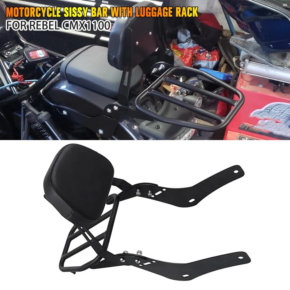 Moto Sissy Bar Schienale Staccabile Sedile Passeggero Posteriore Portapacchi Per Honda Rebel CMX1100 CMX 1100 CM 1100 2017-2025