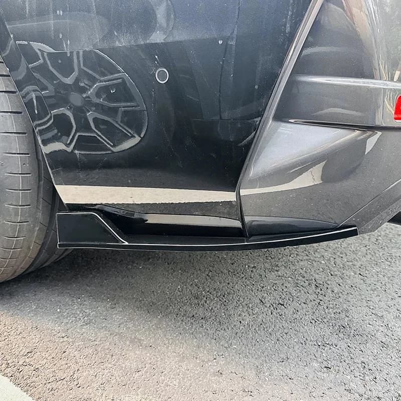 Premium Glossy Black Carbon Fiber Look Rear Bumper Diffuser Side Splitters Exterior Modified Tuning Accessories For 2020‑2023