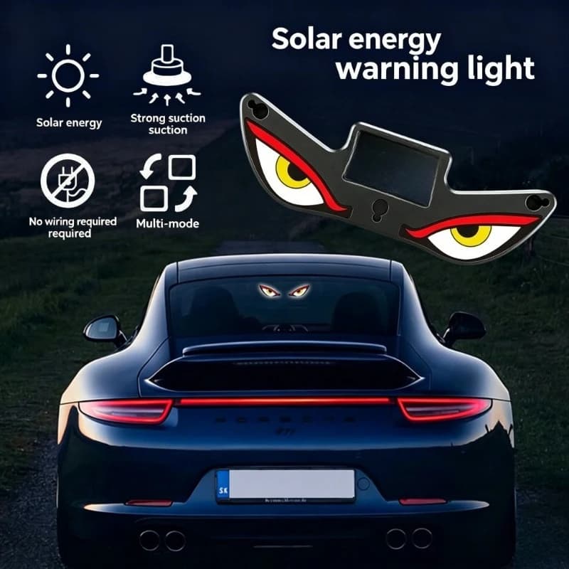 1 Pezzo Luce Solare a Occhio di Diavolo per Auto, Luce di Avvertimento Anti-Collisione Posteriore, Luce al Neon LED Dinamica
