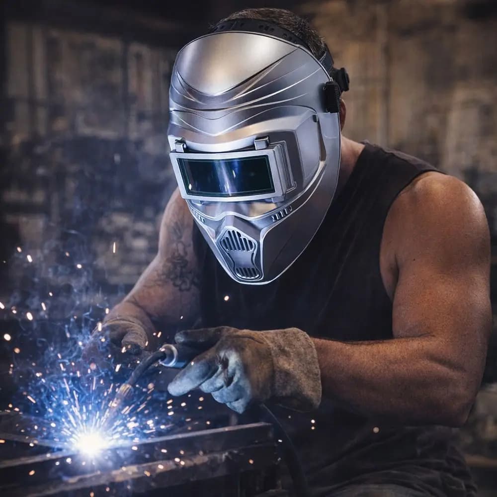 Maschera Protettiva Flip-top ad Alta Definizione con Fascia per la Testa, Multifunzionale, a Colori Reali, con Luce Variabile e Foro di Ventilazione