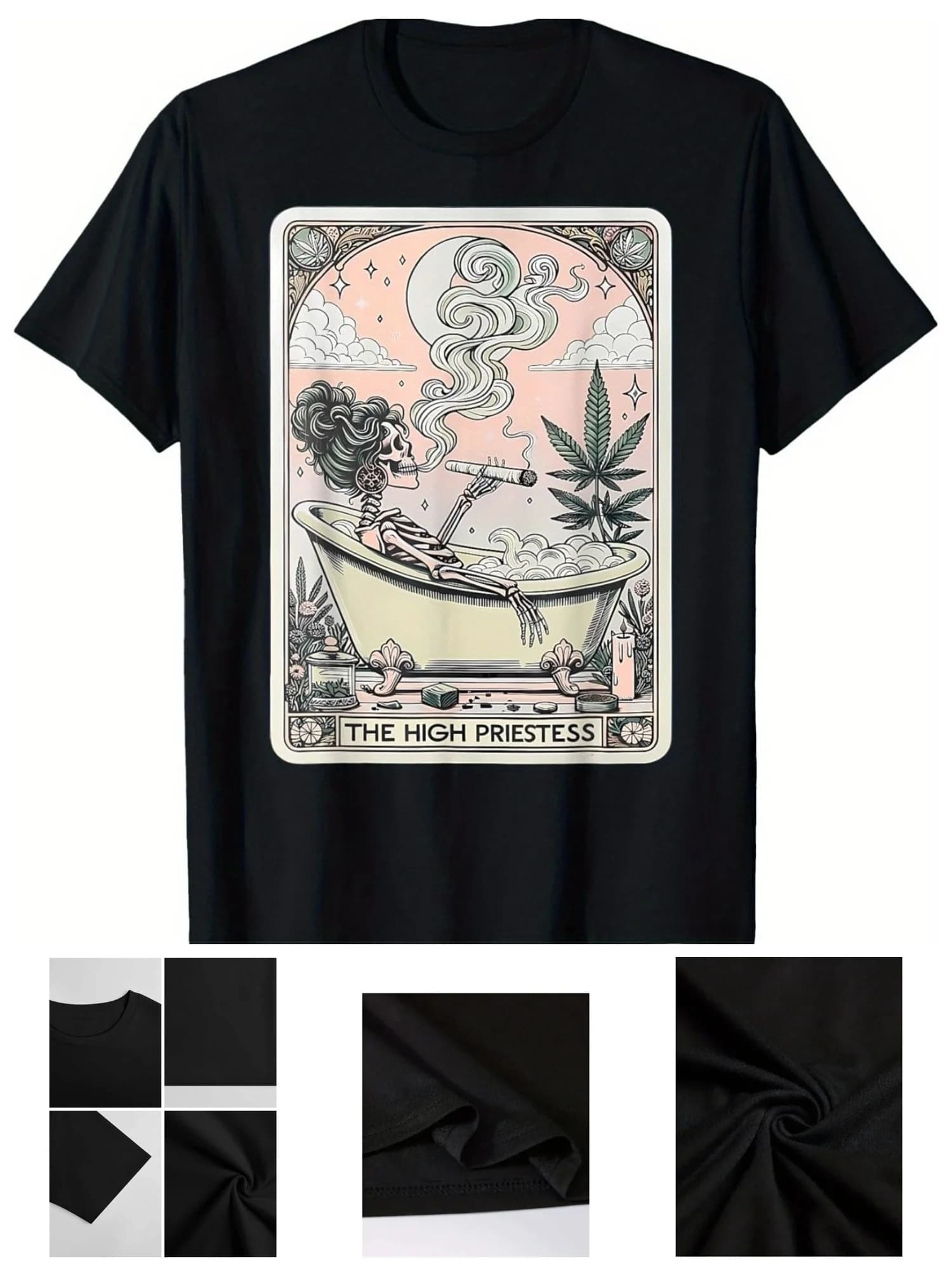 [Arrivo veloce] T-shirt con vestito da scheletro divertente mistico della carta dei tarocchi The High Priestess per uomo donna, tessuto morbido Unsex
