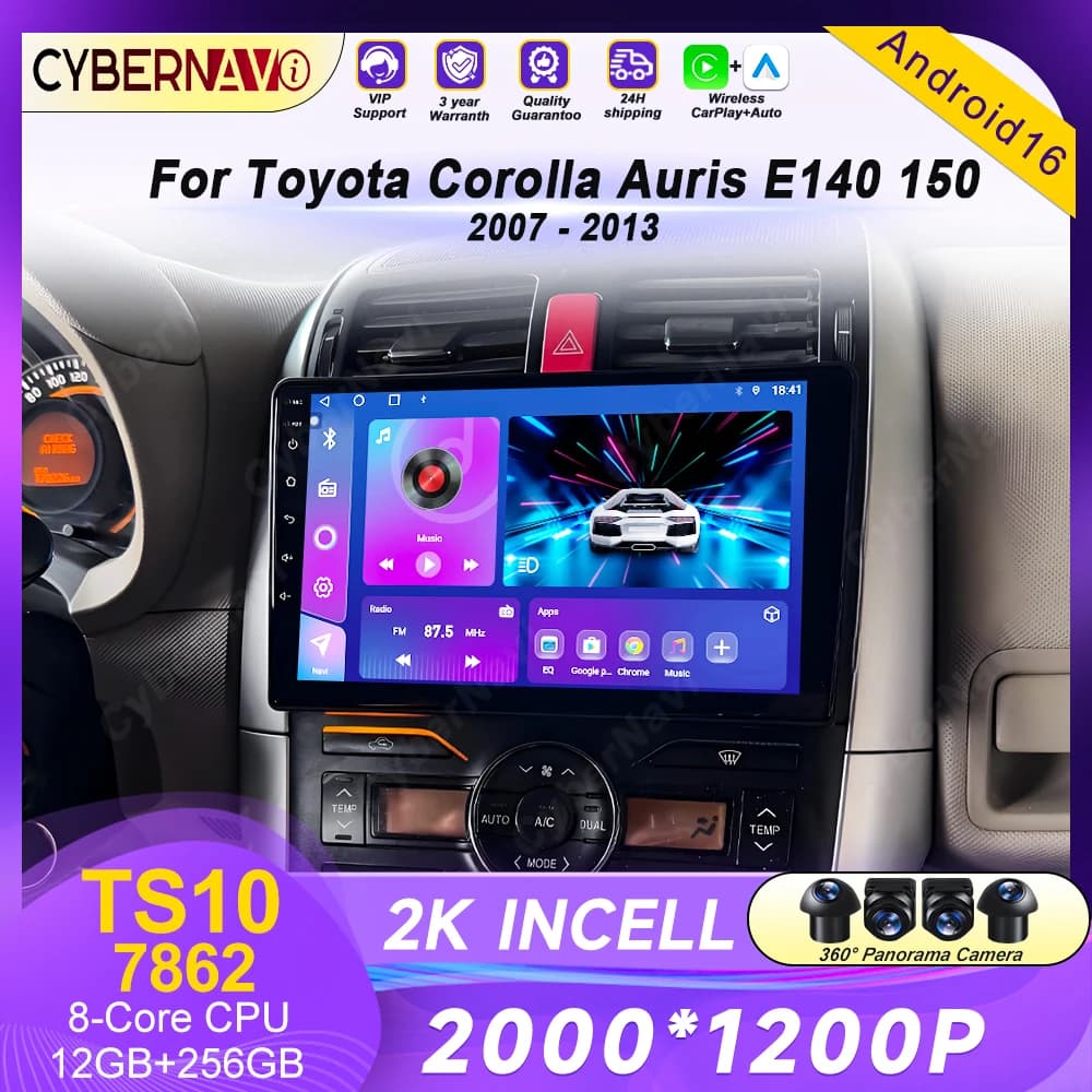 Autoradio multimediale Android per Toyota Corolla Auris E140 150 2006 2007 2008 2009 2010 2011 2012 2013 con Carplay e Navigazione