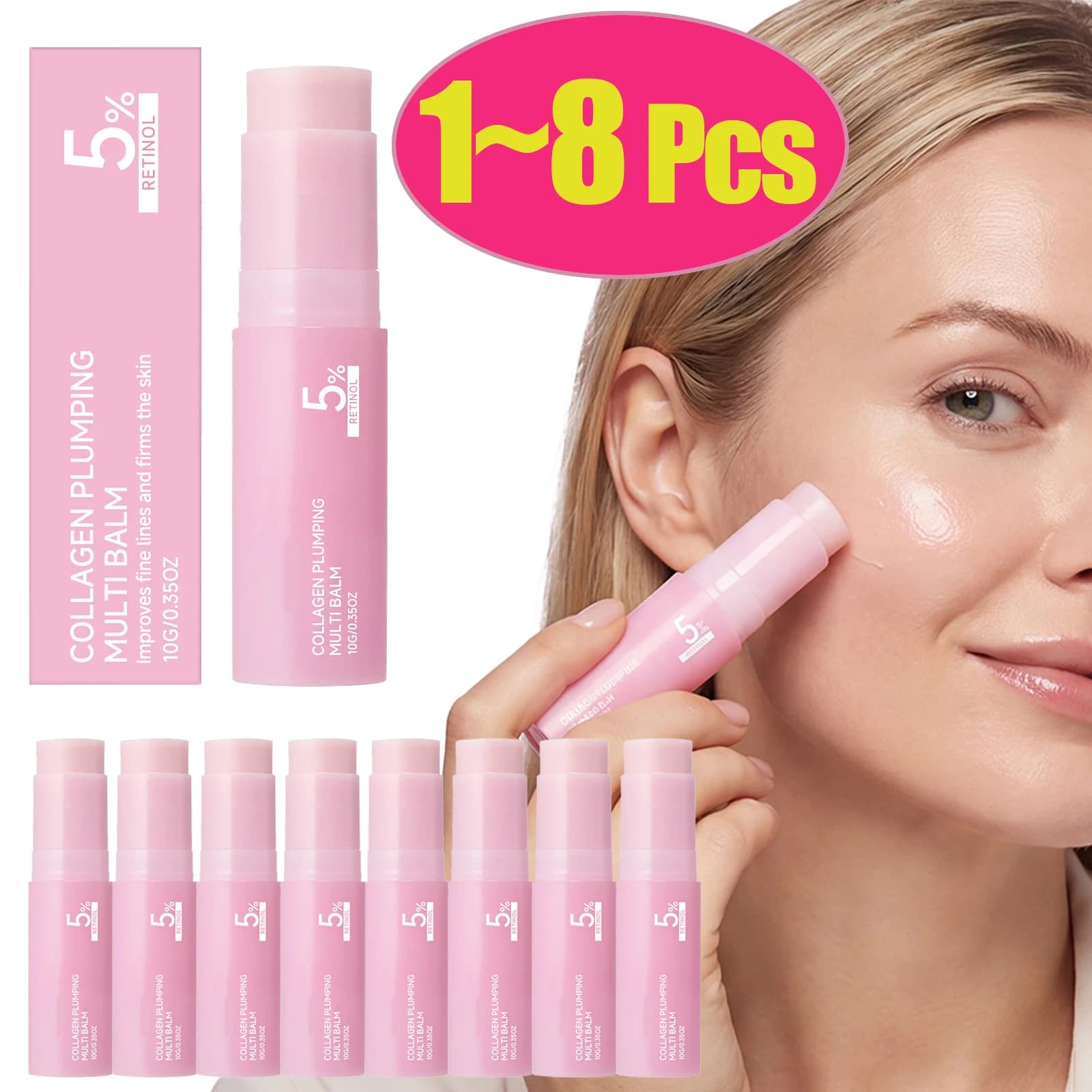 1/2/3/4/5/8 Pcs Portable Moisturizing Balm Stick Collagen Face Cream Stick Hydrating SkinCare for Dry Skin Neck Face Care Travel