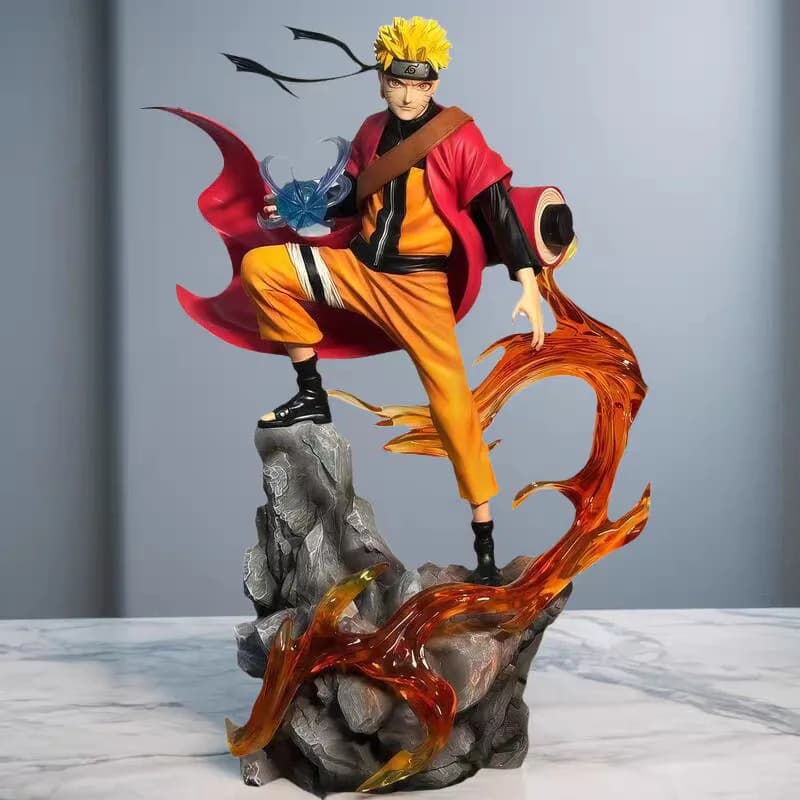 Bandai HOT S 23cm Naruto Anime Figure Uzumaki Naruto Uchiha Sasuke Action Figure Statua in PVC Ornamento da Scrivania Giocattoli da Collezione Regalo