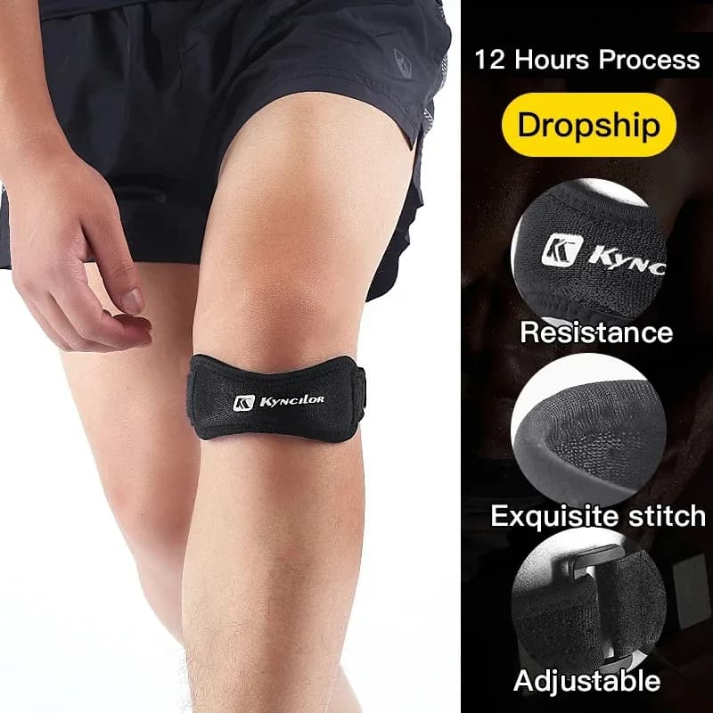 Fascia Regolabile per Tendine Rotulee Traspirante e Ammortizzante, Supporto per Ginocchio per Corsa, Arrampicata e Sport all'Aperto