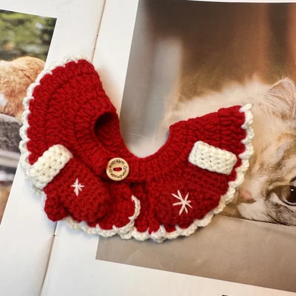 Ornamento natalizio per cani e gatti con collare lavorato a maglia fatto a mano di Capodanno