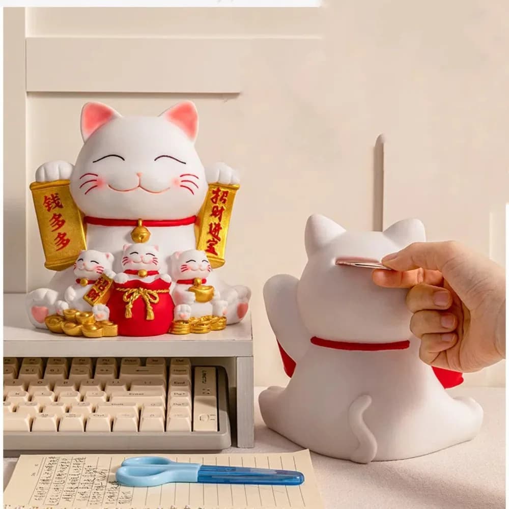 Serbatoio di risparmio Gatto fortunato Salvadanaio Decorativo apribile Scatola di risparmio di Capodanno Buon simbolismo Cartone animato Scatole di denaro Capodanno
