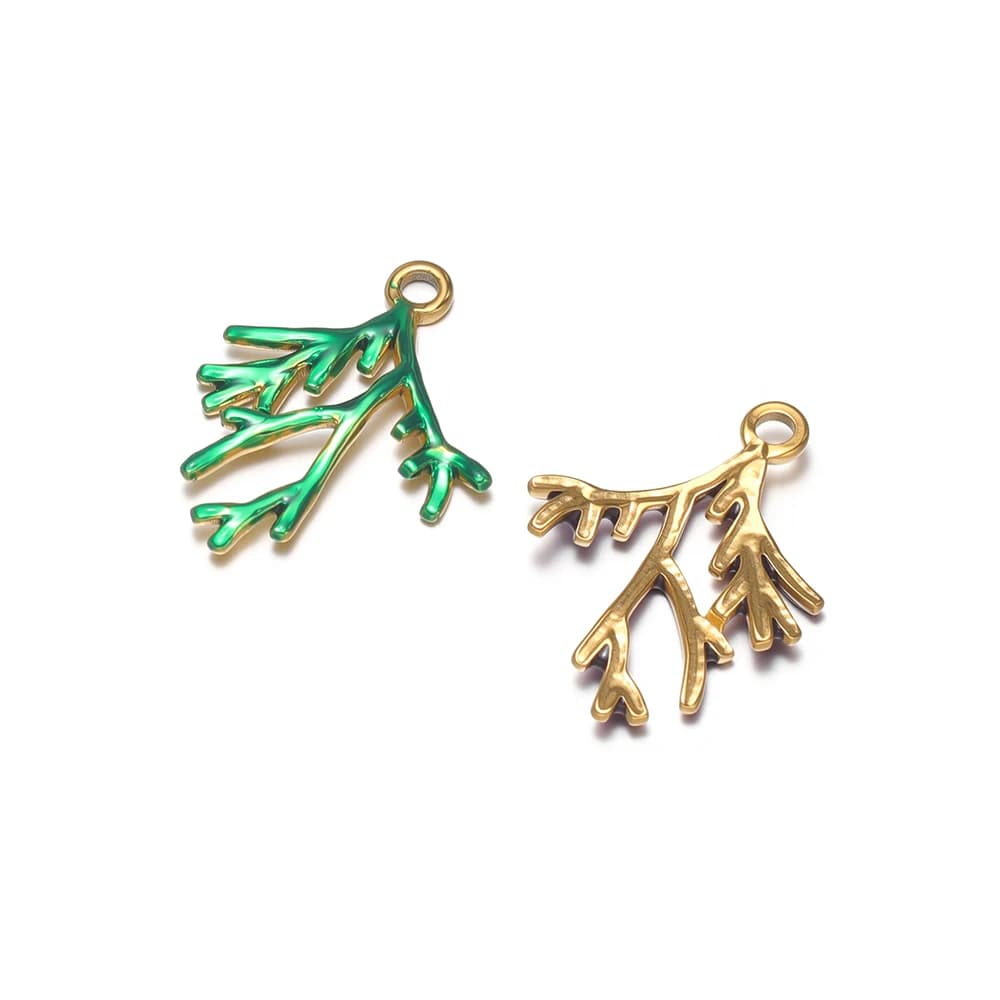 5pcs Stainless Steel Enamel Small Coral Pendants Necklaces Charms for Earrings Bracelets Accessories DIY Children Jewelry Making