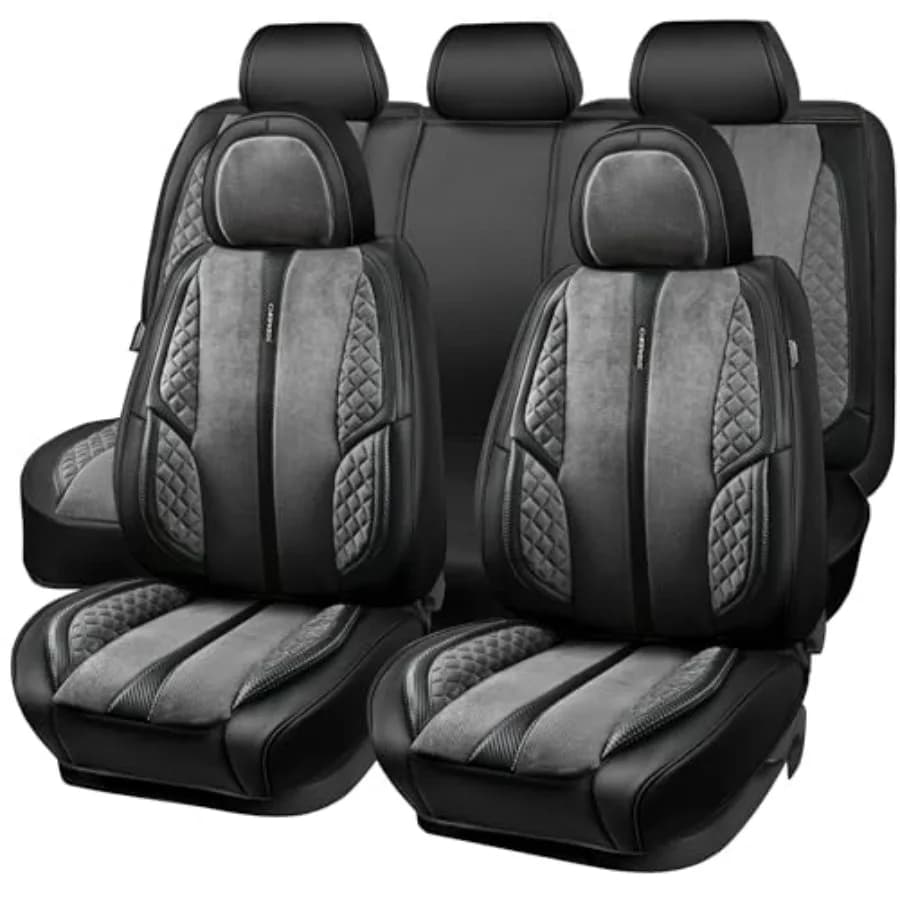 Leather Seat Covers Scamosciata Set Complete, Soft and Durable Protection, Padded and Warm in Winter, Breathable in Summer, Universal for Sports Cars