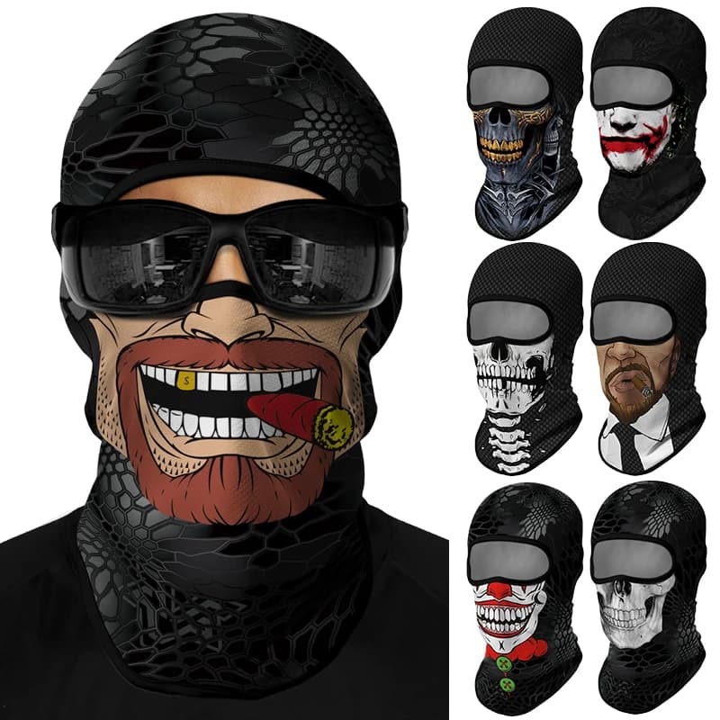 Cycling Mask Solar Protection for Motorcycle Integral Fodera for helmet Summer breathable, Men's headgear with skull Halloween