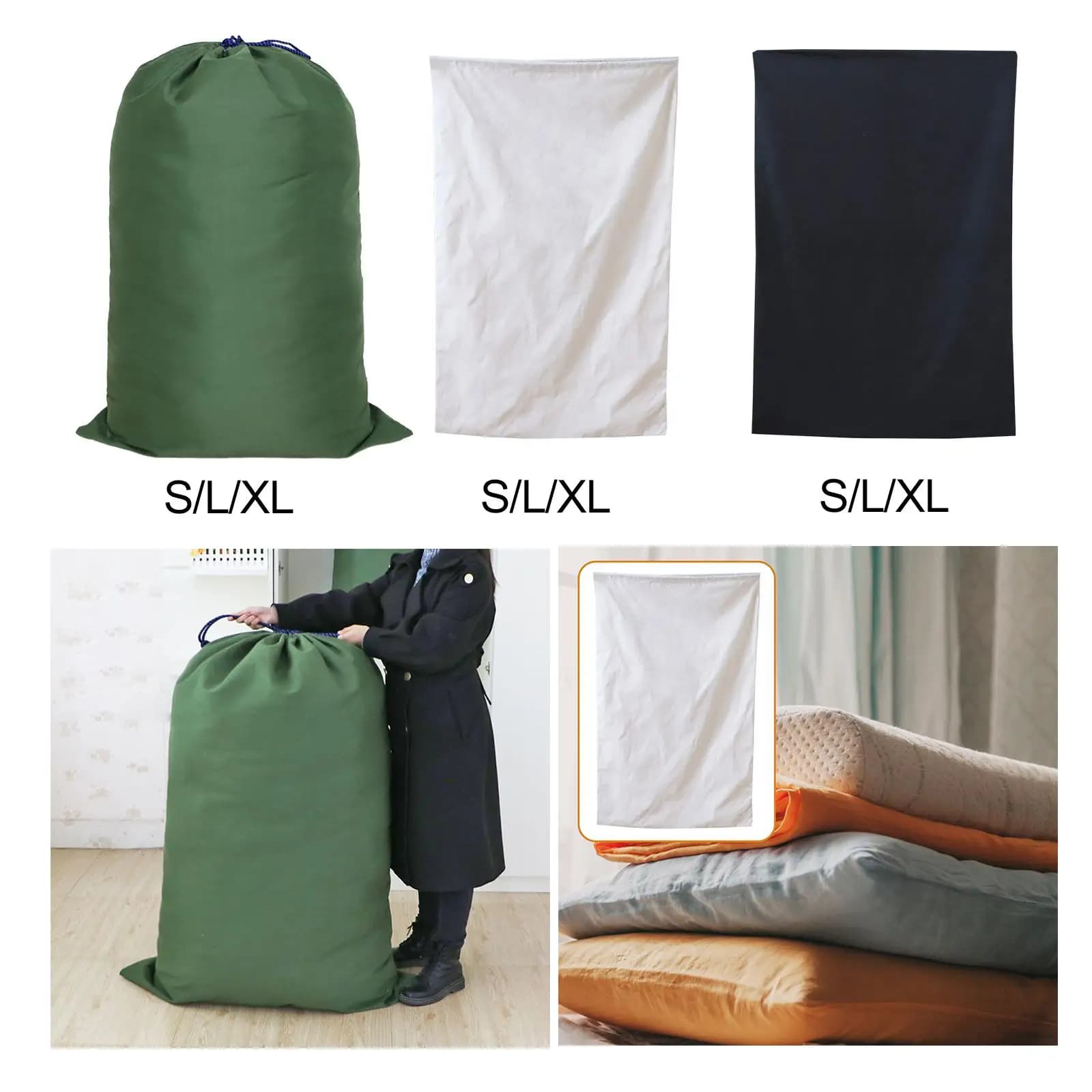 Borsa Portaoggetti Portatile in Tela Spessa con Coulisse, Organizer per Bucato in Tessuto Intrecciato per Logistica Domestica
