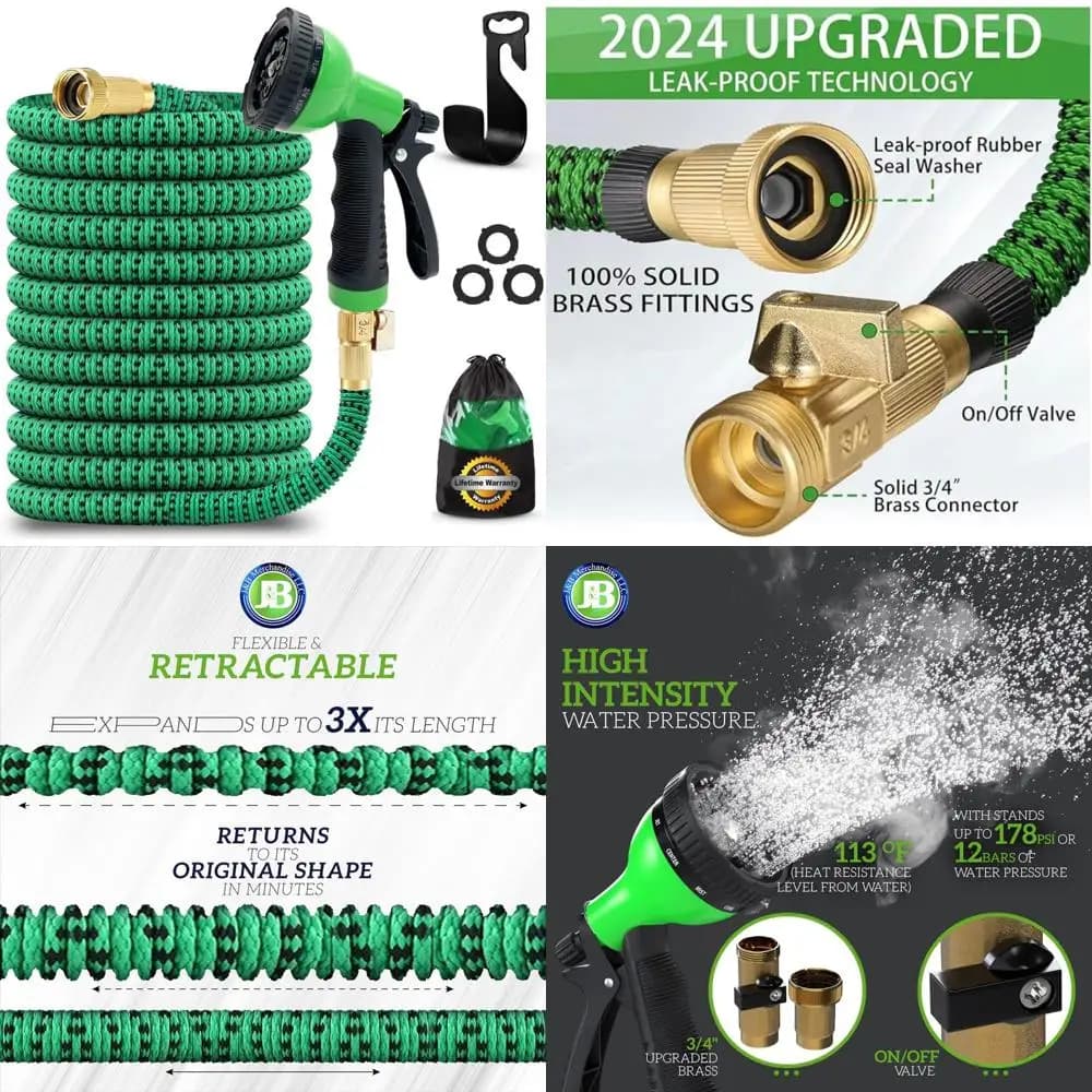 50 Foot Expandable Garden Pipe - Resistant 3750D - 4-layer latex core - Extra durable with support for maximum durability