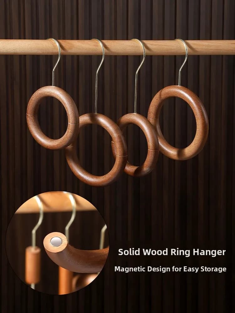 Wooden hanger ring, accessories for clothing shops, round wooden hangers, scarves holder, silk scarves display in unpainted wood
