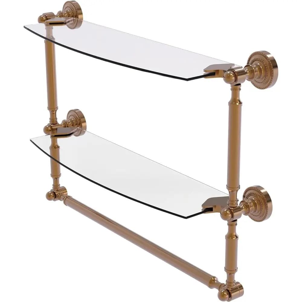 Allied Brass DT-34TB/18-BBR Dottingham Collection Mensola porta asciugamani integrata in vetro a due livelli da 18 pollici, bronzo spazzolato