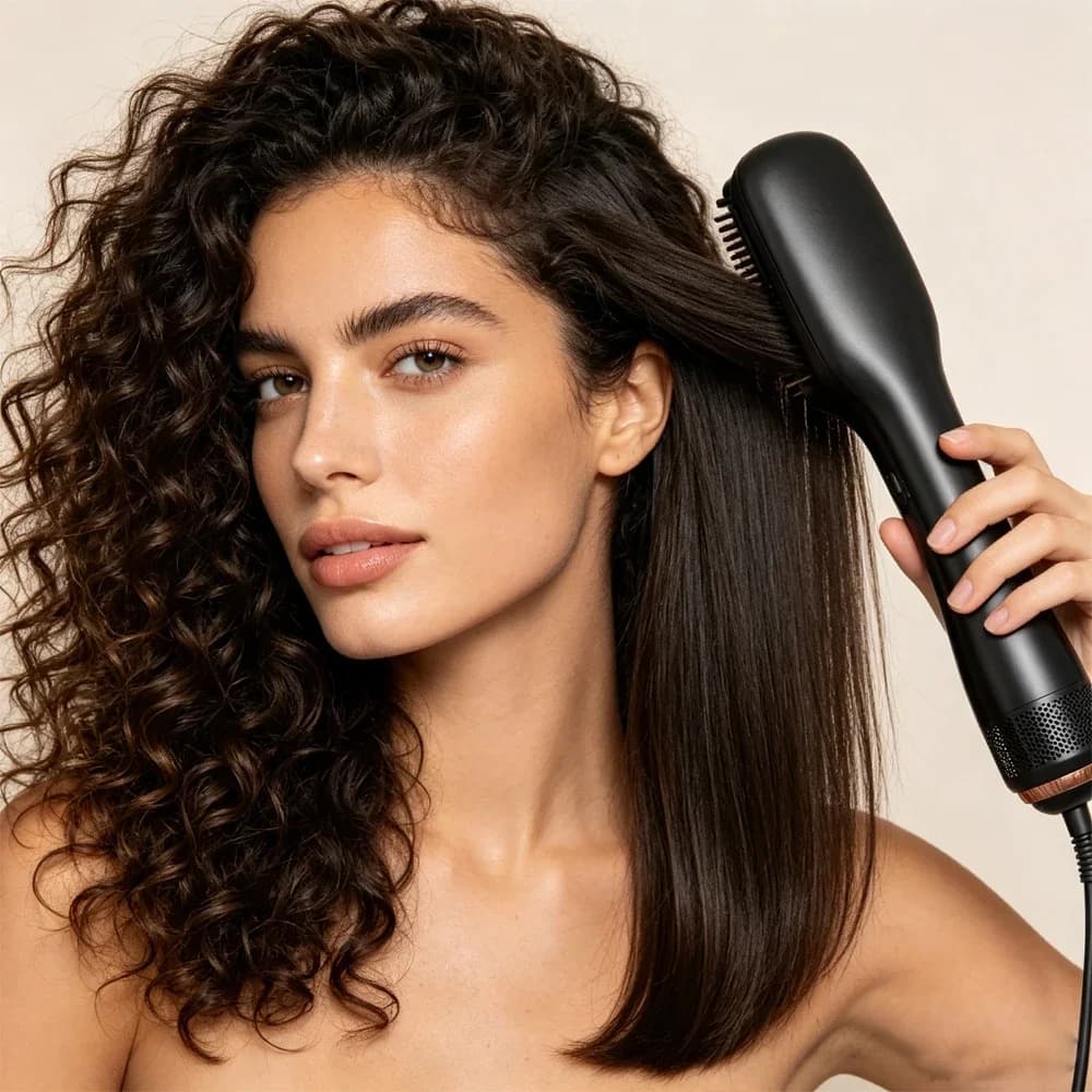 Negative Ionic 1200W One Step Blow Dryer Brush, 3 in 1 Hot Air Hair Styler, Professional Hair Dryer Straightener for Smooth Hair