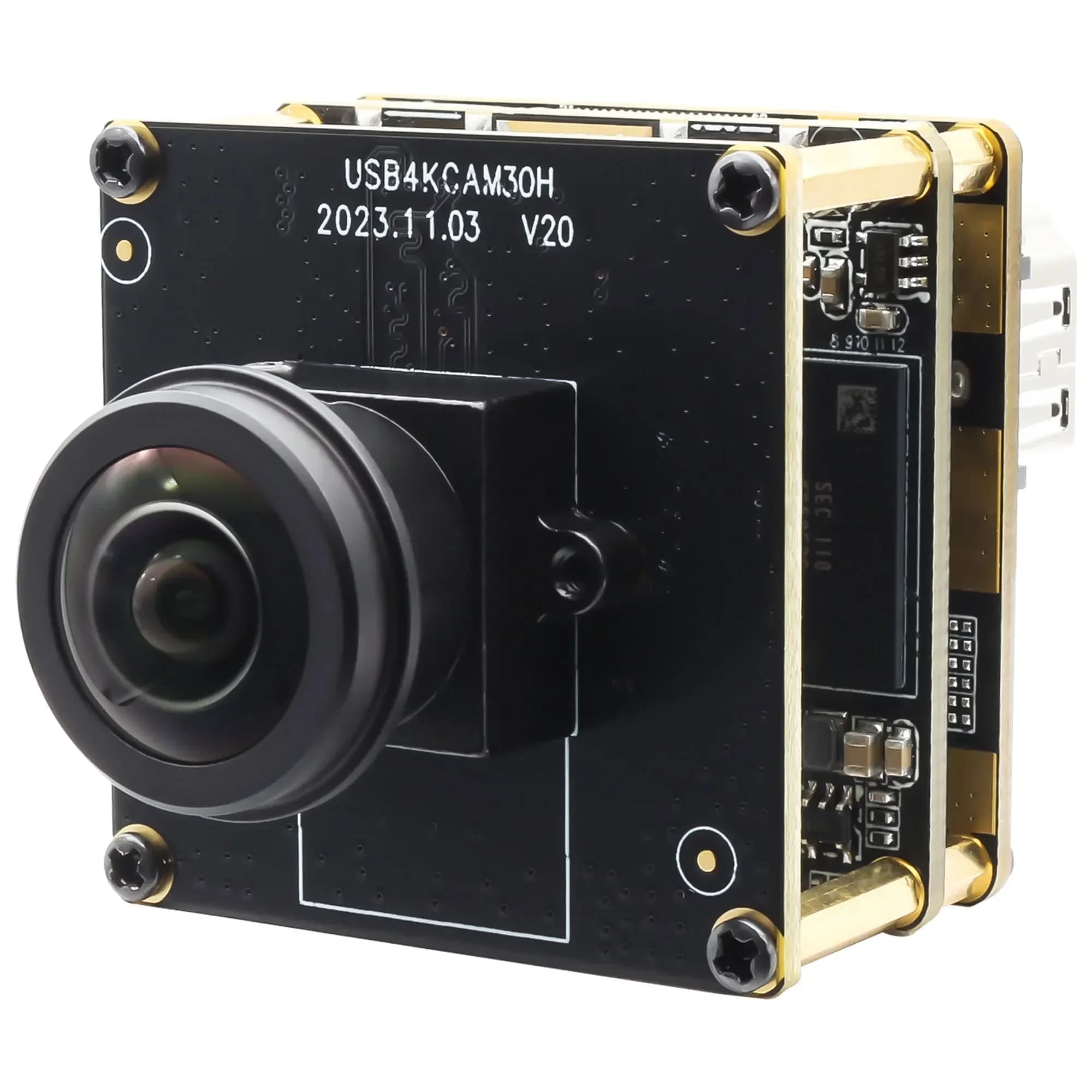 Webcam Digitale 4K USB3.0 con Lente Fisheye 180 Gradi IMX415, 60fps, Mini per Sicurezza e Protezione PC e Laptop