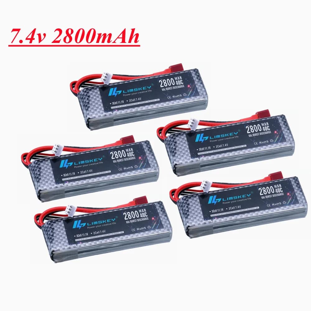 Batteria Lipo 7.4v 2800mAh per Wltoys 144001 124018 RC Off-road Crawler car 2s batteria al litio 7.4v RC Drone batteria T Plug