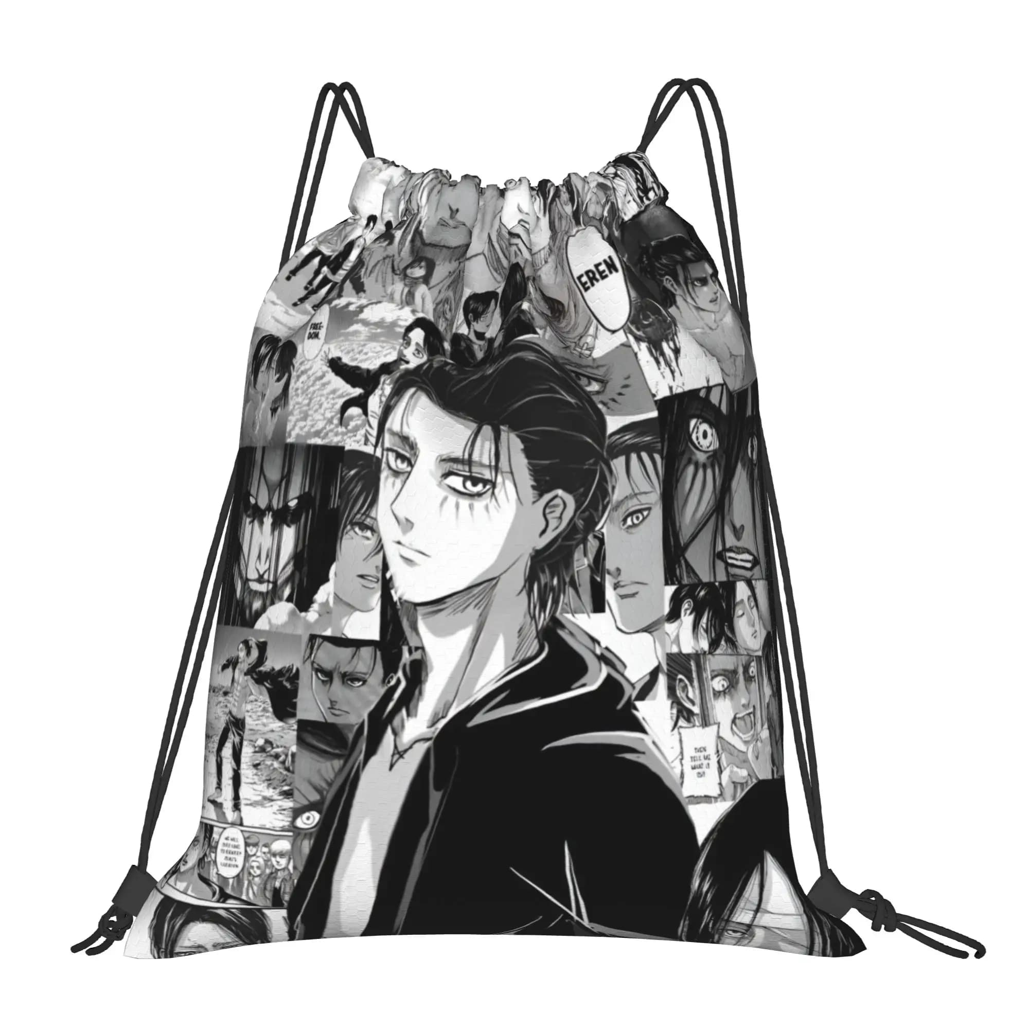 Custom Attacks on Titans Drawstring Bag Men Women Lightweight Cool Cartoon Sports Gym Storage Backpack