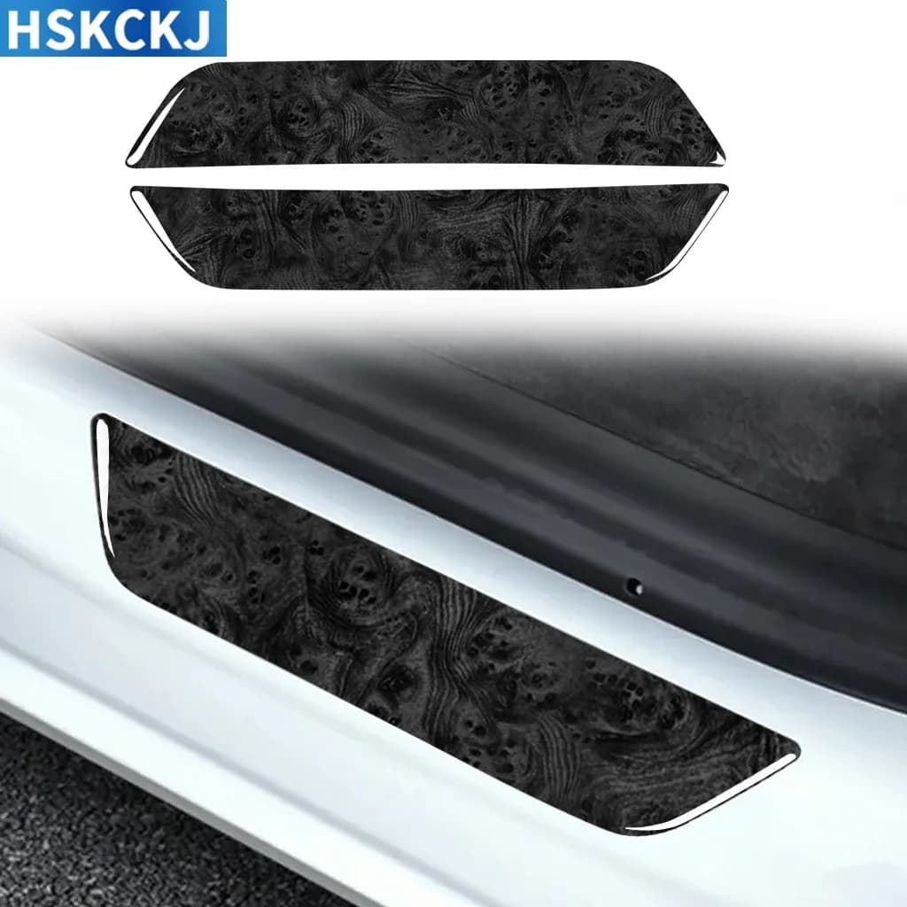For Tesla Model 3 2018—2020 Car Accessories with Wood Veneance Rear Door Deck Soil Trim Cover Strip Interior Decoration Wall decal
