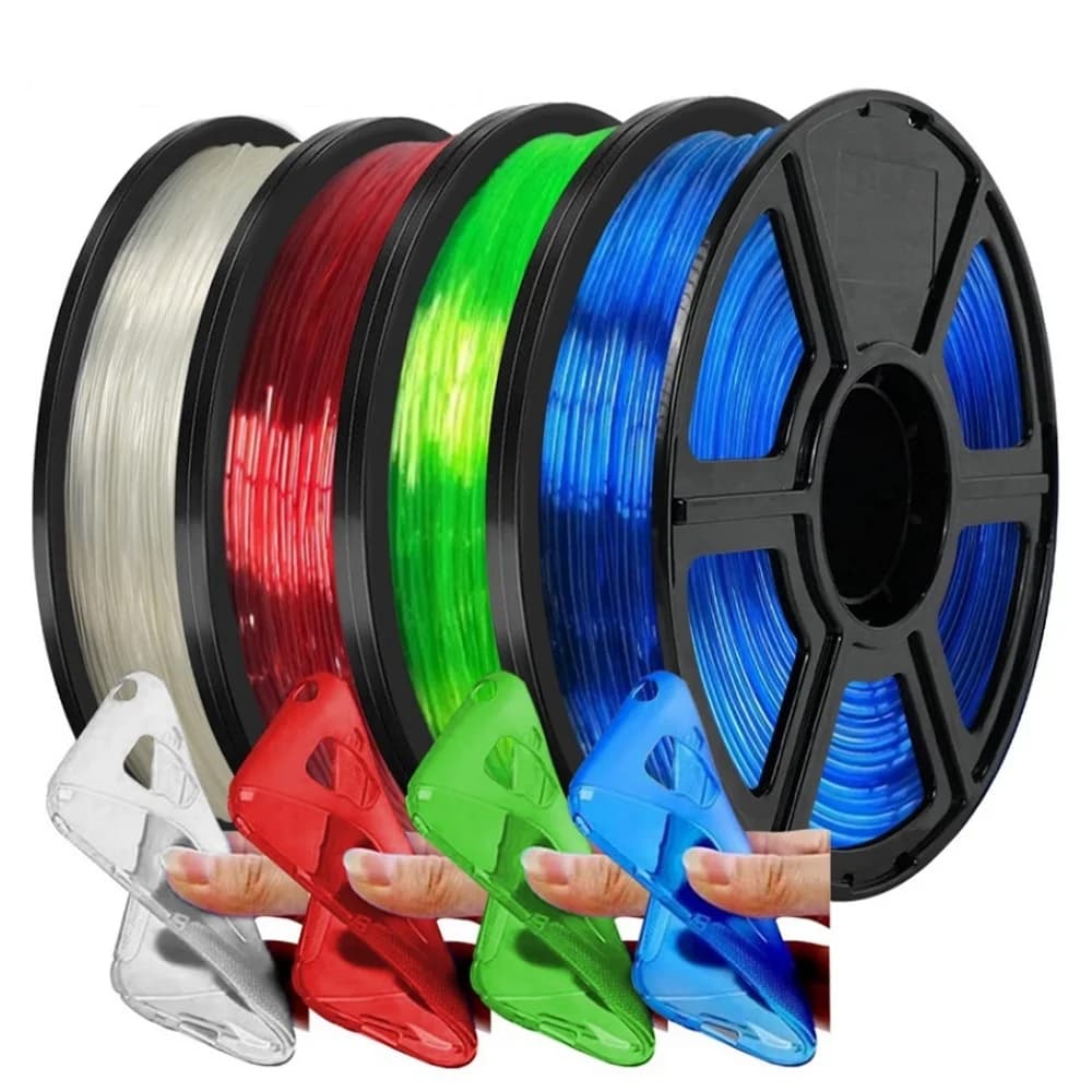 Flexible TPU Filament 1.75mm 1kg/500g/250g Rainbow Color Change Filament Glow In the Dark TPU 95A Filament Clear Blue Green Red