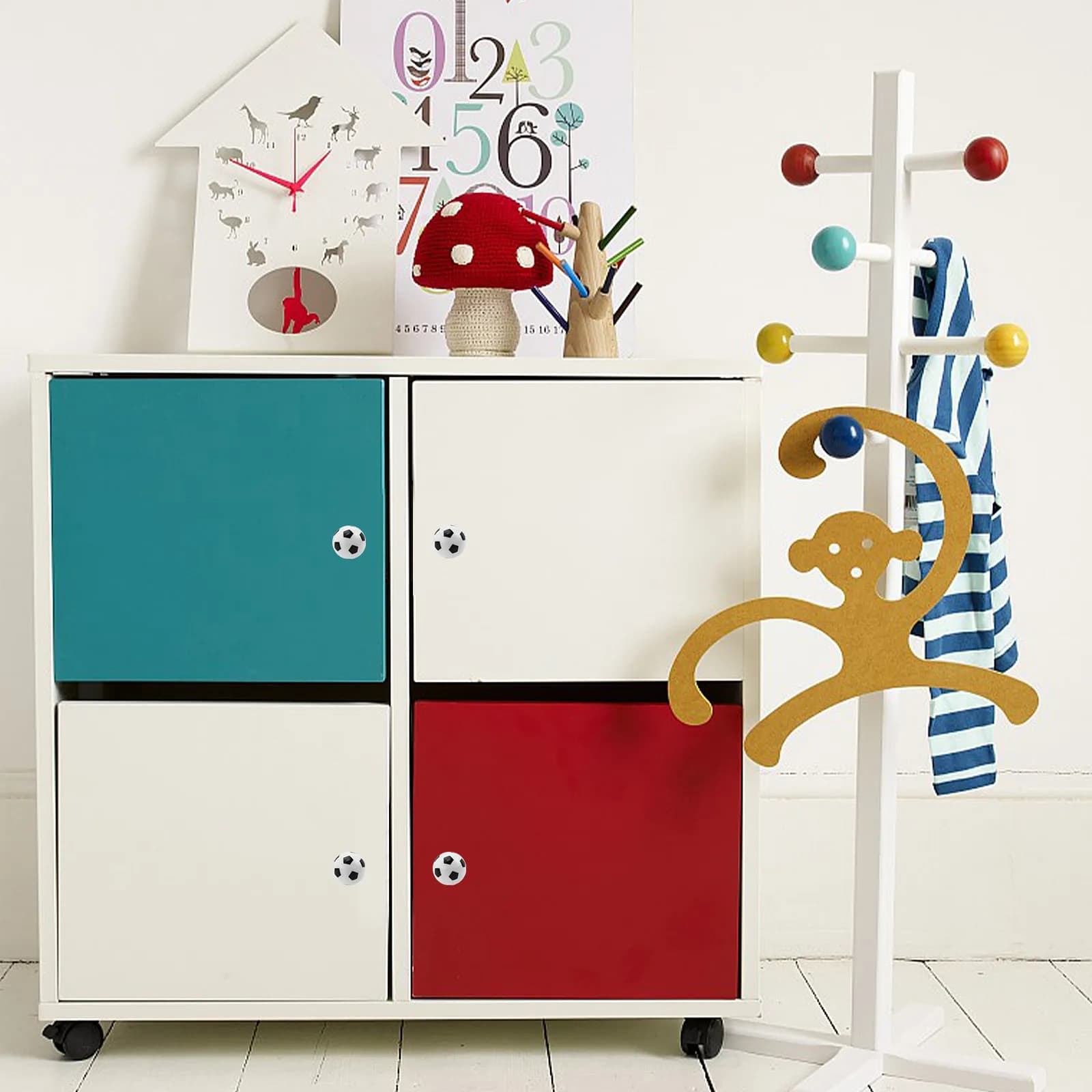 Maniglia a forma di pallone da calcio, 5 pezzi, maniglia creativa adatta per la camera dei bambini, armadio, cassetto, guardaroba, maniglie per mobili
