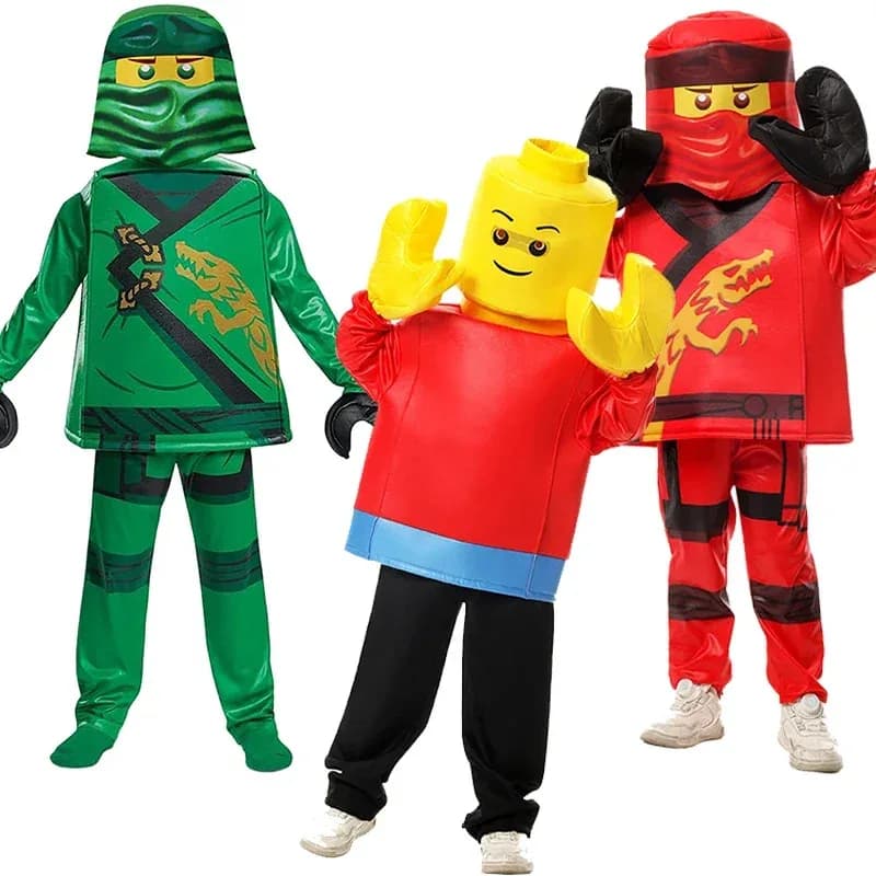 ♥ ♥ Costume da Guerriero Rosso Kai e Ninja Verde Lloyd per Bambini, Minifigure Halloween 2026 ☆ ★