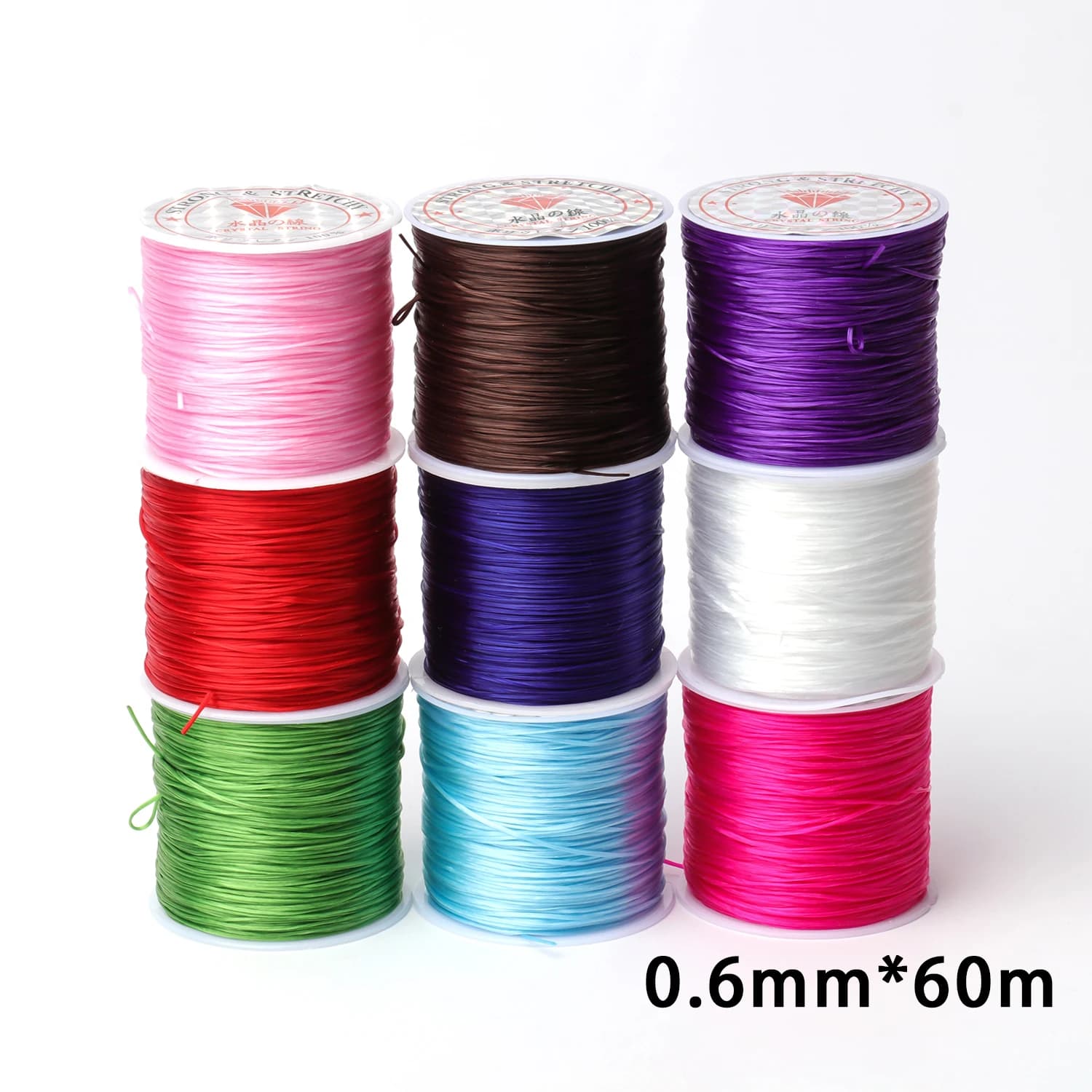 Commercio all'ingrosso 60 M/Rotolo 0.6mm di Larghezza Corda Elastica Perline Stretch Cavo di Cristallo Linea di Stringa di Filo per la Produzione di Gioielli Braccialetti di Perline