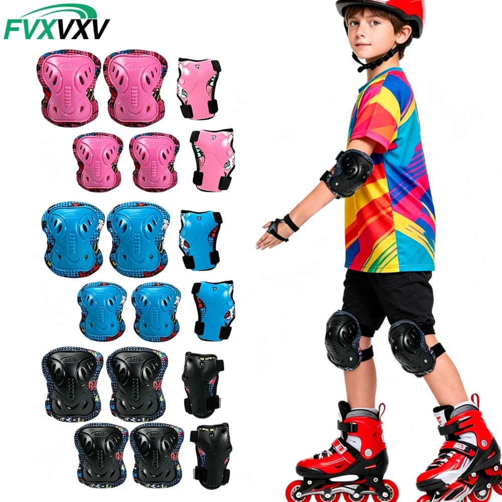 Set di Protezioni per Bambini con Ginocchiere, Gomitiere e Protezioni per Polsi, Ideale per Ragazze e Ragazzi, per Pattinaggio, Skateboard e Monopattino