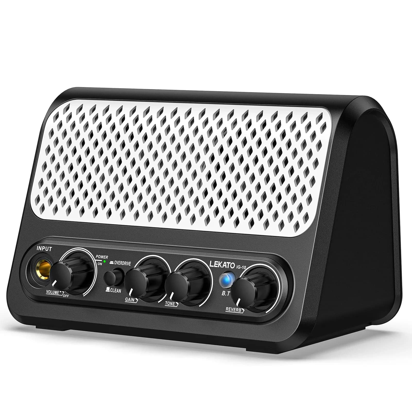 LEKATO 10W Mini Electric Guitar Amp Analog Drive Rechargeable Bluetooth Portable Amp Reverb Effect Guitar Practice Speaker Plug