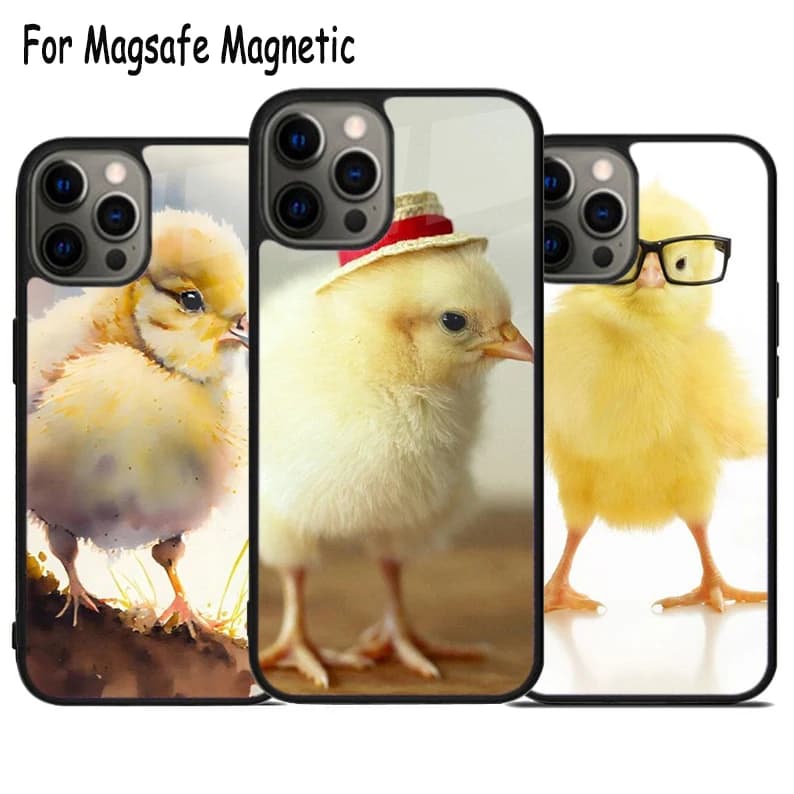 Cover per telefono con ricarica wireless Baby Chick per iPhone 17 Air 15 16 16e 14 13 11 12 Pro Max Plus, custodia magnetica Magsafe con paraurti
