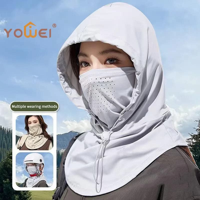 Ultimo Modello di Cappello Parasole Anti-UV in Seta Ghiacciata, Regolabile e Traspirante, con Sciarpa, ad Asciugatura Rapida, per Sport all'Aperto