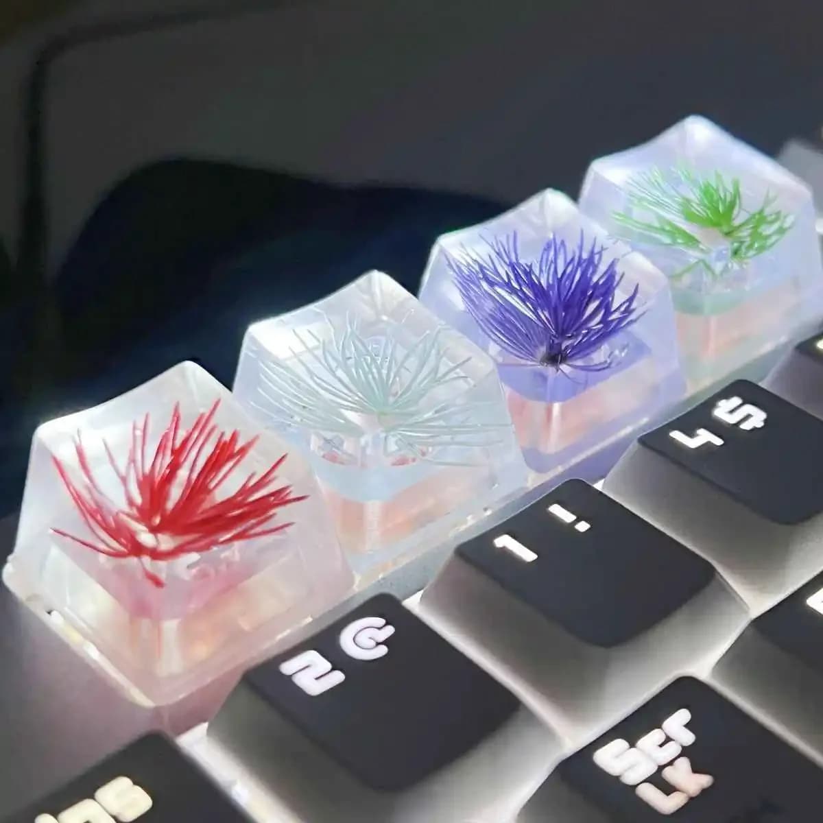 1PC Resin Keycap Drop Collar High Permeable Pine Slotted Needle Profile OEM Customized MX Cross Keycap Mechanical Keypad Switch