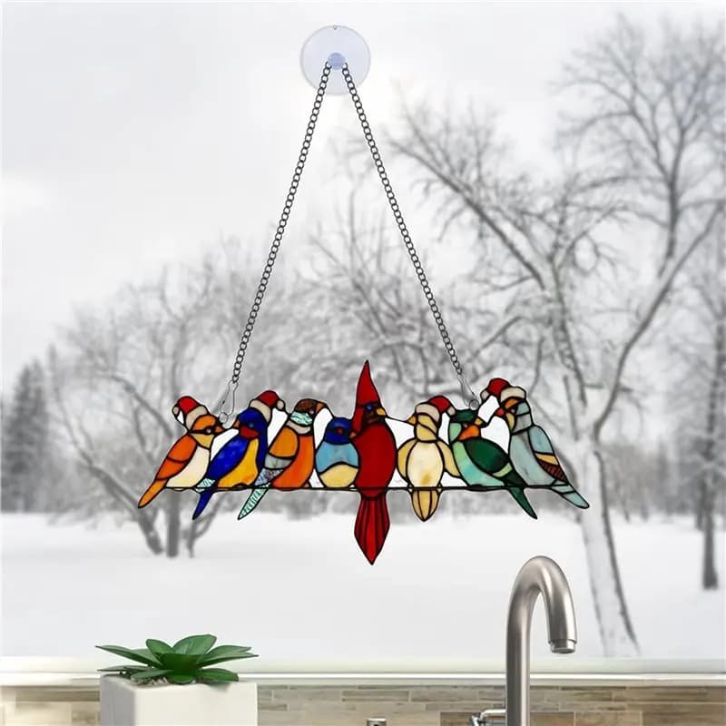A02M-2 Set 20 Inch Stainless Steel Hanging Chains For Stained Glass Window Panels With Suction Cup Hooks