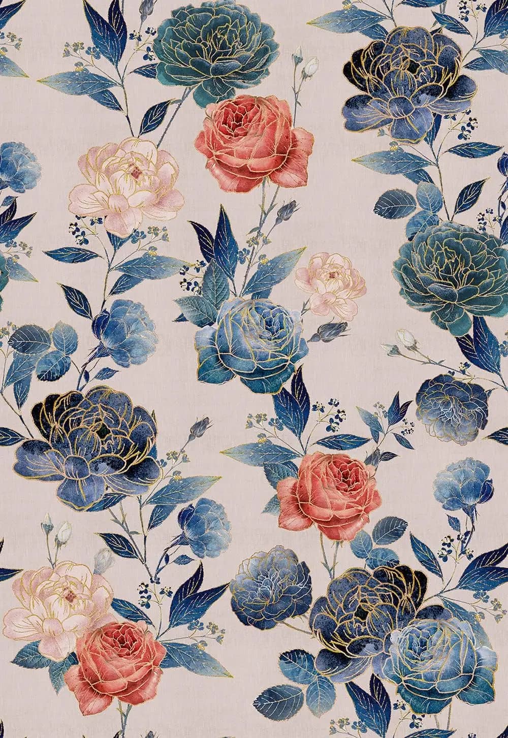 Blue Floral Self Adhesive Wallpaper Drawer Rose Flower Peel and Stick Wall Paper Removable Contact Paper for Cabinets Drawers