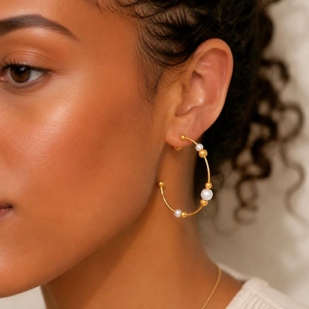 LUXUKISSKIDS Vintage Pearl Round Hoop Earrings 50MM Chunky Hyperbole Ears Jewelry for Woman Stainless Steel Dancing Party aretes