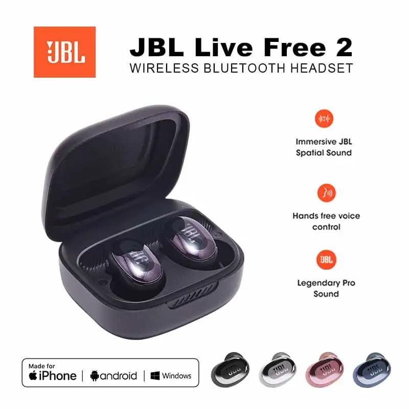 Cuffie sportive wireless originali JBL Live Free 2 TWS Auricolari Bluetooth con cancellazione del rumore Auricolari sportivi stereo