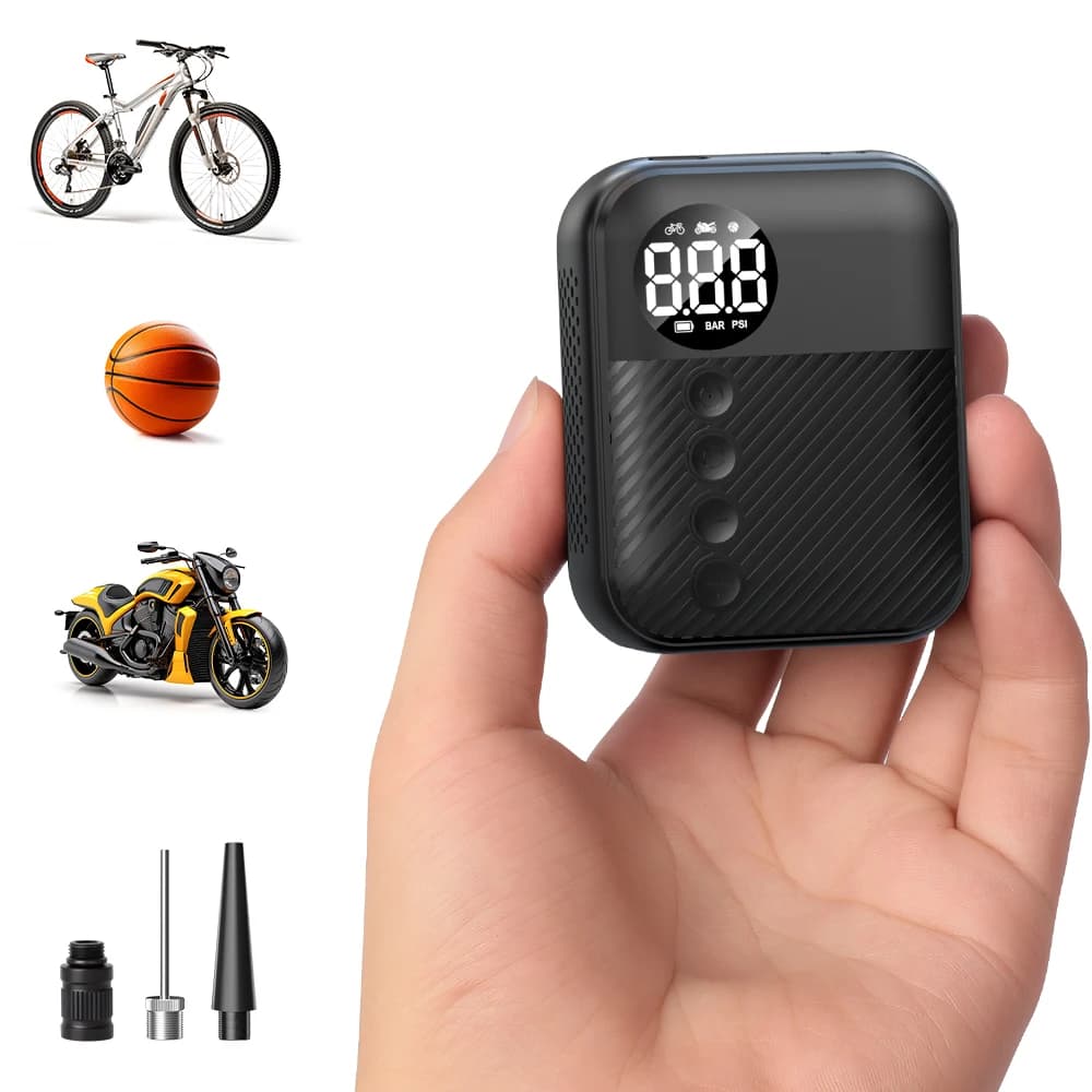 Pompa Digitale Portatile per Biciclette Carsun - Manometro Ricaricabile per Gonfiaggio Rapido di Pneumatici per Bici da Strada e Mountain Bike