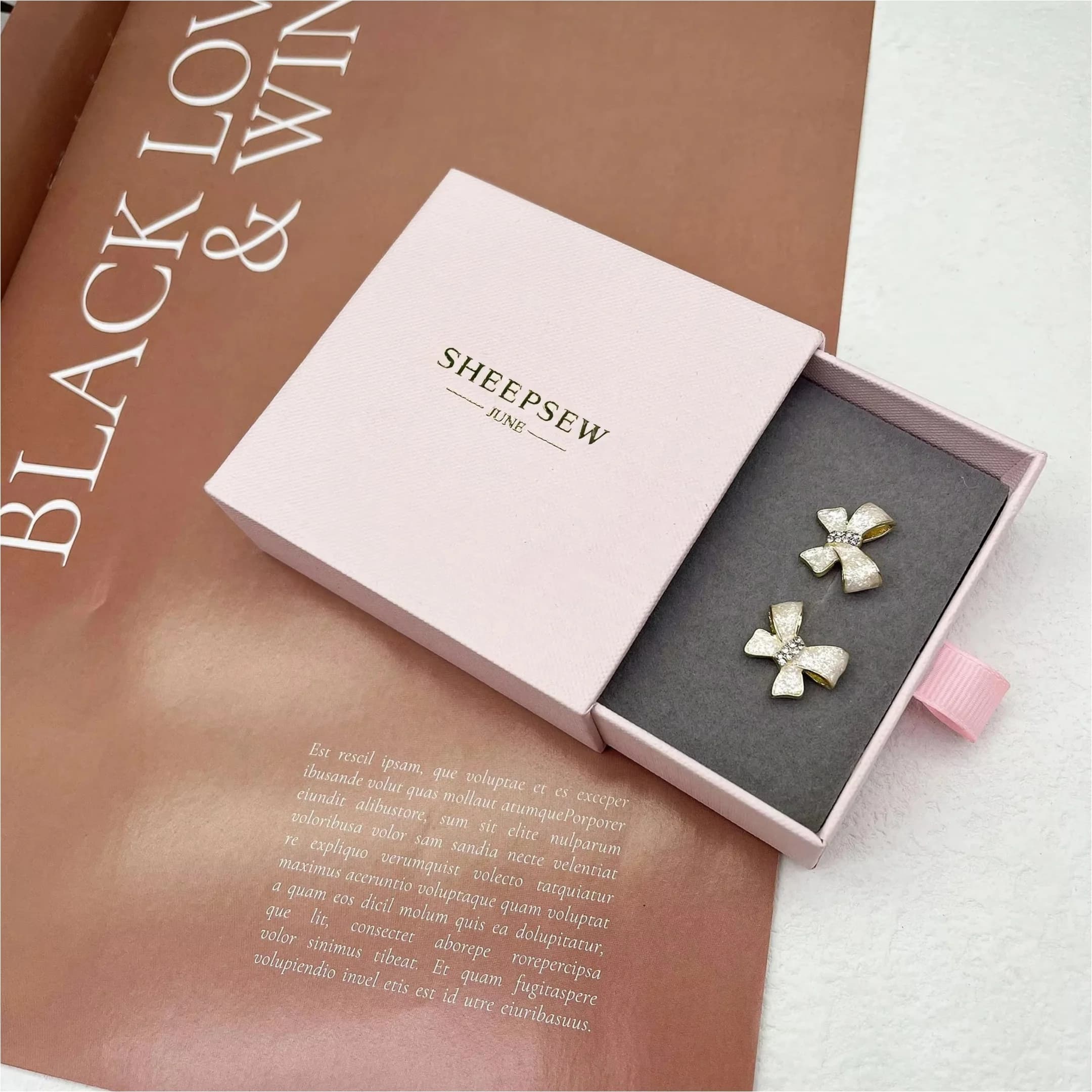 50sets Luxury Earring Bracelet Necklace Ring Box Jewelry Packaging Drawing Box and Pouch Slide Drawer Paper Jewelry Box