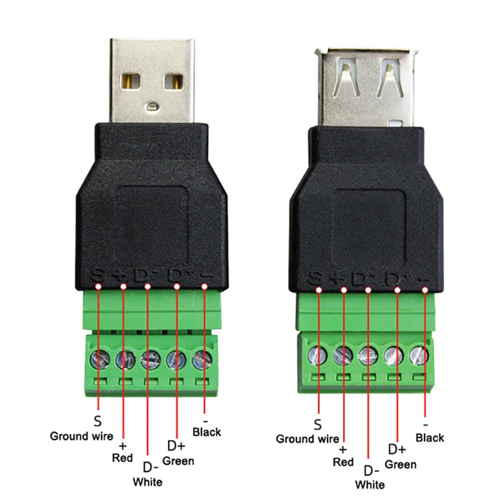 1 pz USB 2.0 Spina Senza Saldatura usb maschio/femmina a 5 Pin Connettore A Vite USB Martinetti con Scudo USB2.0 Girare Vite Terminale Spina