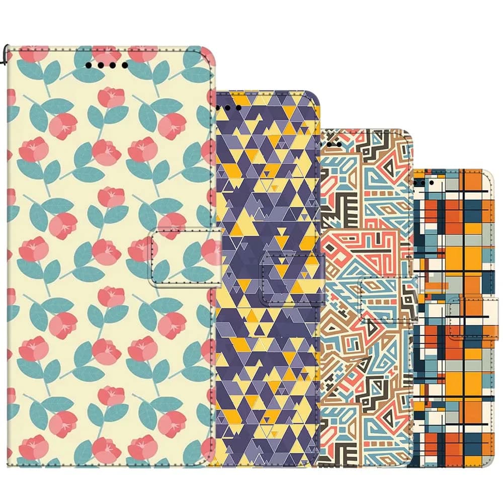 Custodie a portafoglio per Samsung Galaxy M36 A05S, cover in pelle geometrica 3D per Galaxy M16 F16, custodie con porta carte e portamonete, design carino e romantico