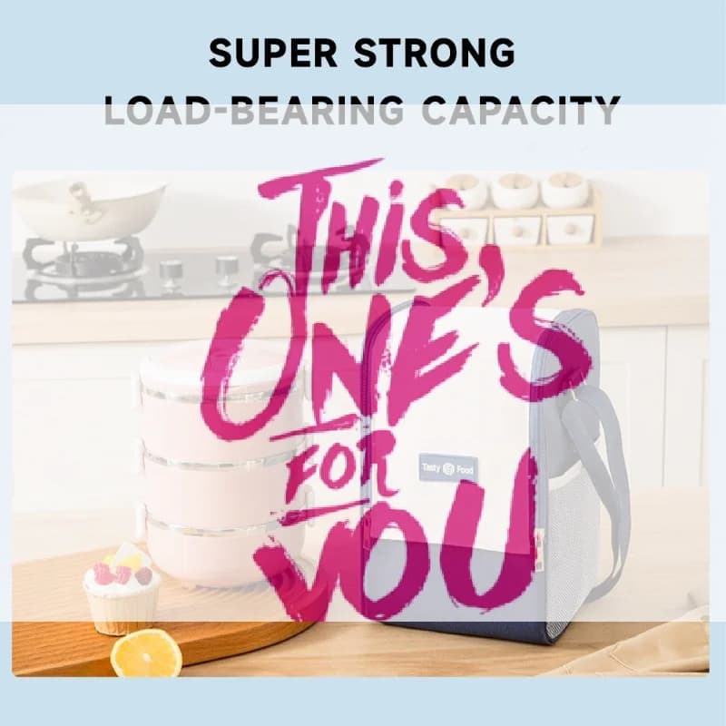 【BA】Double Pull Insulation Bag Large Capacity Lunch Bag Ice Bag With Shoulder Strap Large Opening Easy Carry Food Container