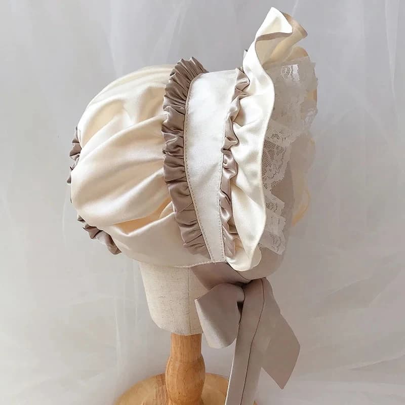 2026 Lolita Girl Vintage Hat Victorian Bonnet Ruffles Maid Cosplay Bow Lace Hats For JYSTL