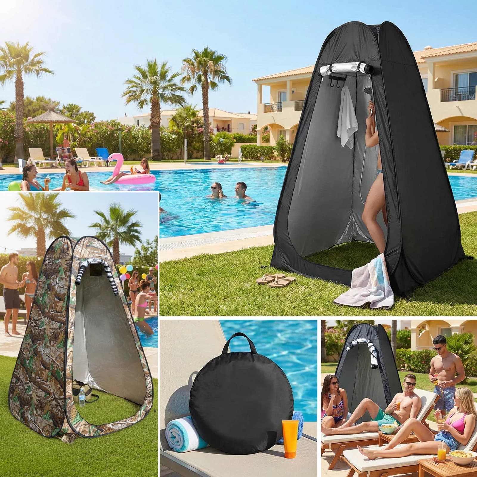 Tenda Portatile Pop-Up per Doccia Esterna, Campeggio, WC, Riparo dalla Pioggia, Facile da Montare, Pieghevole con Borsa per il Trasporto