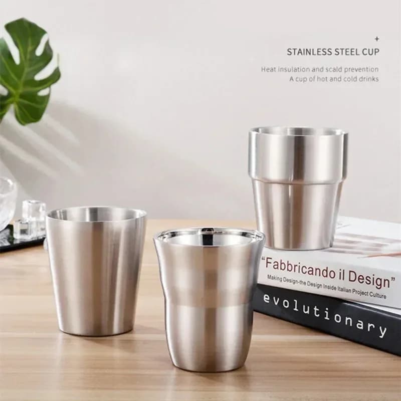 Tazza da Caffè in Acciaio Inox a Doppia Parete, 175/200/300ml, Tazza Isolata Portatile, Bicchiere da Viaggio Anti-Scottatura per Ufficio e Attività all'Aperto