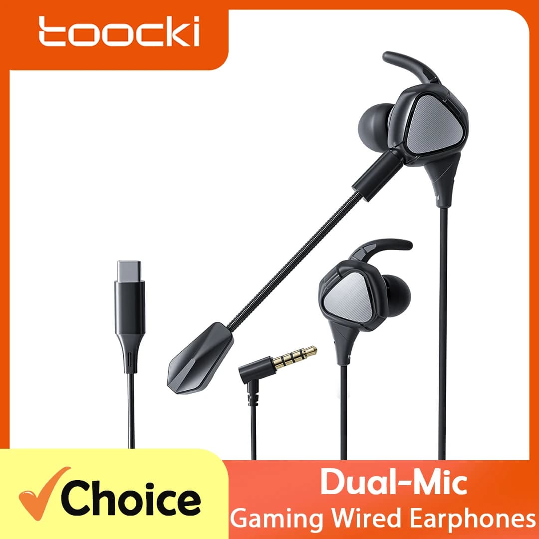 Toocki TE27 Auricolare cablato con asta staccabile Microfono Musica HiFi Cuffie da gioco con doppio microfono Cuffie con riduzione del rumore per tablet telefono