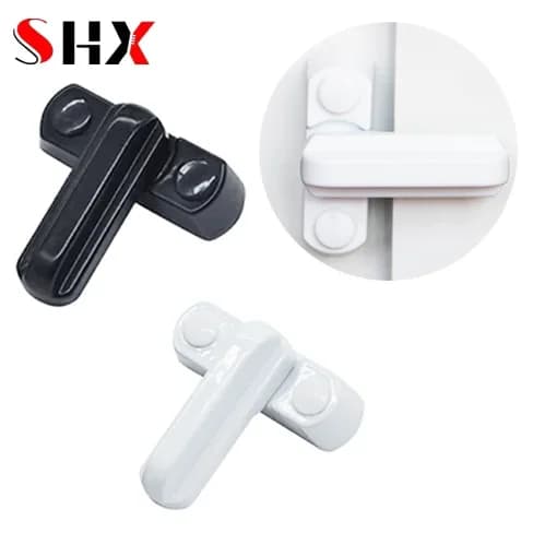 Plastica + acciaio inossidabile T-lock Finestra Porta Sash Lock Maniglia a leva di sicurezza Sweep Latch Accessori hardware di sicurezza sicuri per bambini