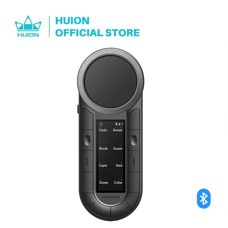 HUION Keydial Tastiera Bluetooth remota con doppi quadranti 60 tasti personalizzati Display OLED Tastiera macro per tavolette da disegno, laptop